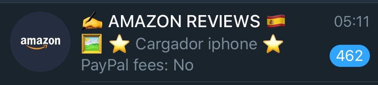 Canal de telegram Reviews Falsas Amazon